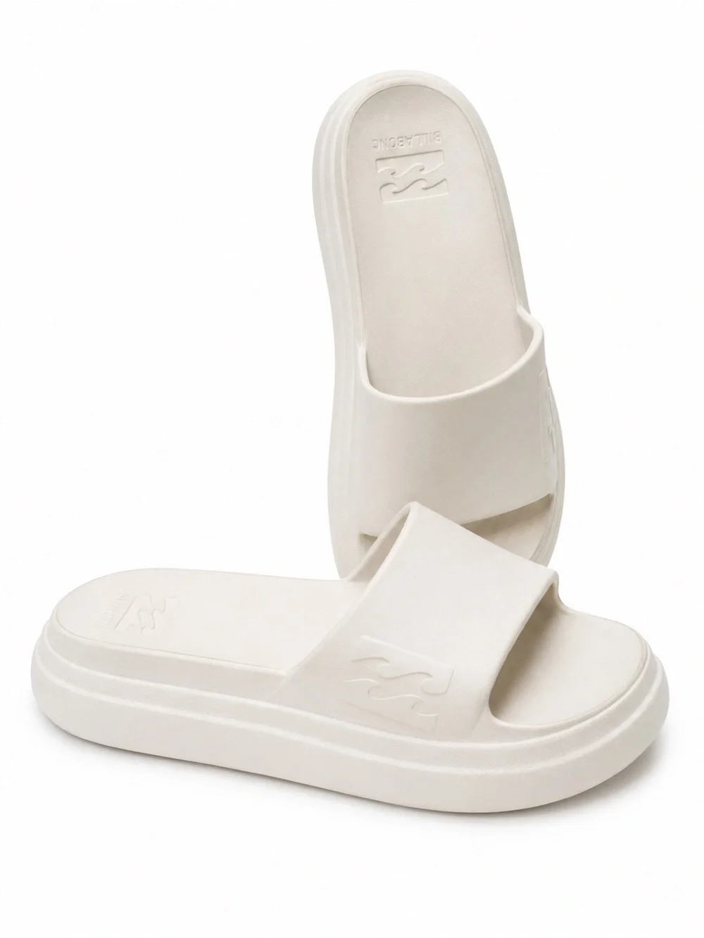 Billabong Men's Off-White/Ivory Slide Cloud Platform Sandals Wave Logo 9